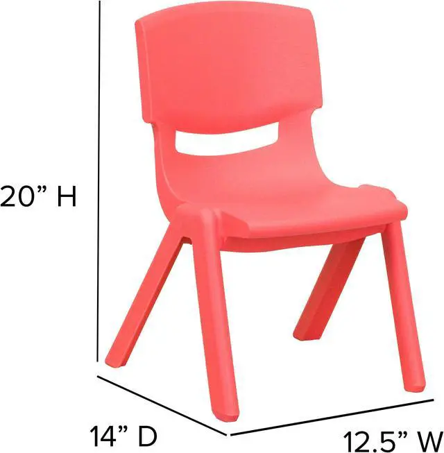 Alt view image 7 of 17 - 2 Pack Red Plastic Stackable School Chair with 10.5'' Seat Height