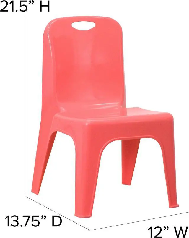 Alt view image 14 of 20 - Flash Furniture Red Plastic Stackable Kids School Classroom Chair with Carrying Handle and 11" Seat Height - 4 Pack