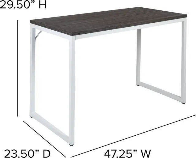 Alt view image 12 of 20 - Flash Furniture 47"W Commercial Grade Industrial Style Office Computer Desk - Rustic Gray