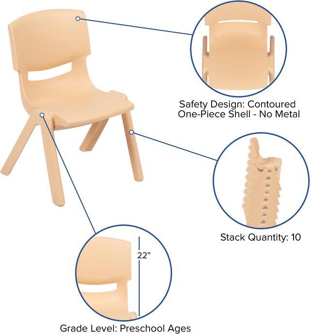 Alt view image 9 of 20 - Flash Furniture Natural Plastic Stackable Kids School Classroom Chair with 12" Seat Height - 2 Pack