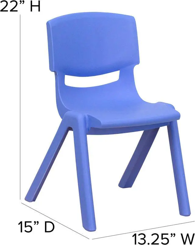Alt view image 7 of 13 - 4 Pack Blue Plastic Stackable School Chair with 12'' Seat Height