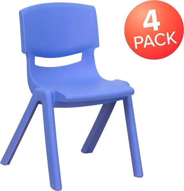 Alt view image 2 of 13 - 4 Pack Blue Plastic Stackable School Chair with 12'' Seat Height
