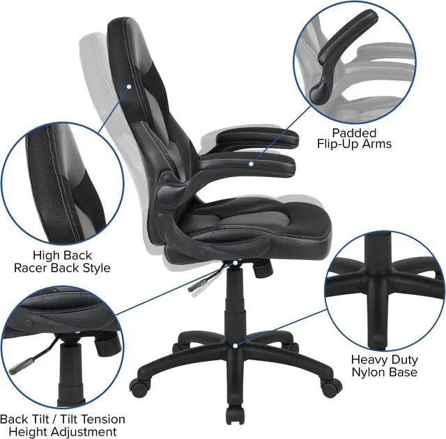 Alt view image 10 of 20 - Flash Furniture Red Computer Gaming Desk and Black Racing Chair Set with Cup Holder and Headphone Hook
