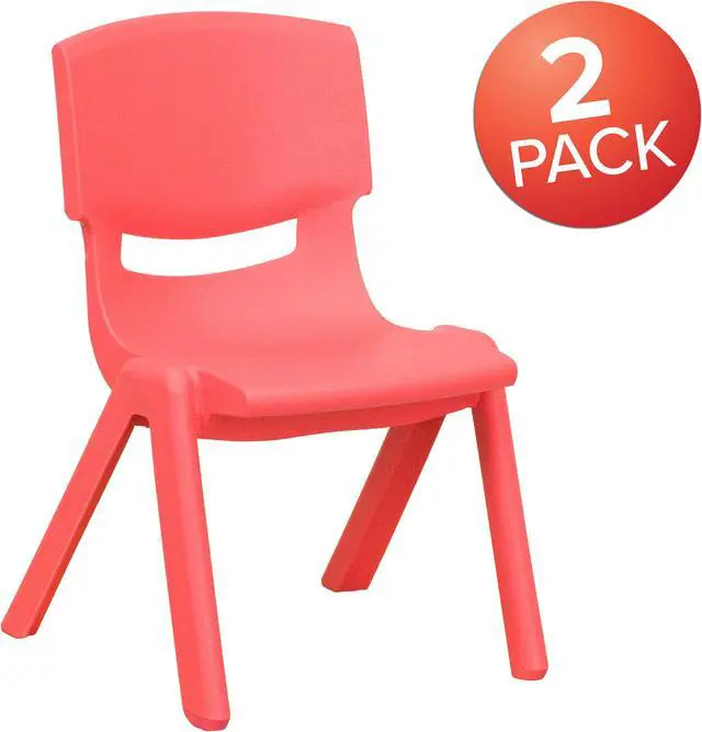 Alt view image 2 of 17 - 2 Pack Red Plastic Stackable School Chair with 10.5'' Seat Height