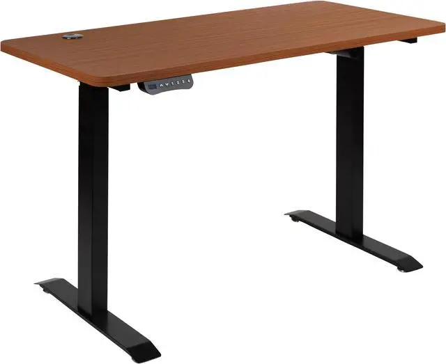 Alt view image 9 of 20 - Flash Furniture 24"D x 48"W Electric Height Adjustable Stand Up Computer Desk - Mahogany