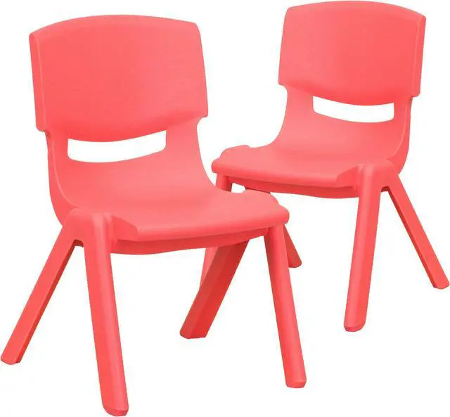 Alt view image 3 of 17 - 2 Pack Red Plastic Stackable School Chair with 10.5'' Seat Height