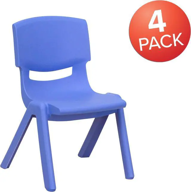 Alt view image 2 of 20 - 4 Pack Blue Plastic Stackable School Chair with 10.5'' Seat Height