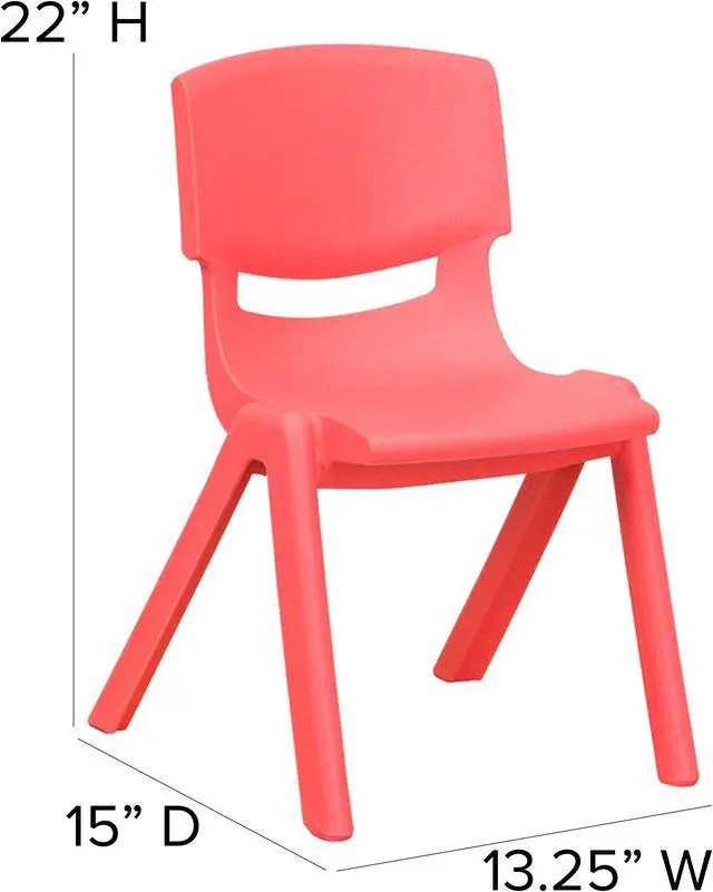Alt view image 7 of 20 - 2 Pack Red Plastic Stackable School Chair with 12" Seat Height