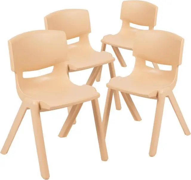 Alt view image 3 of 20 - 4 Pack Natural Plastic Stackable School Chair with 13.25" Seat Height