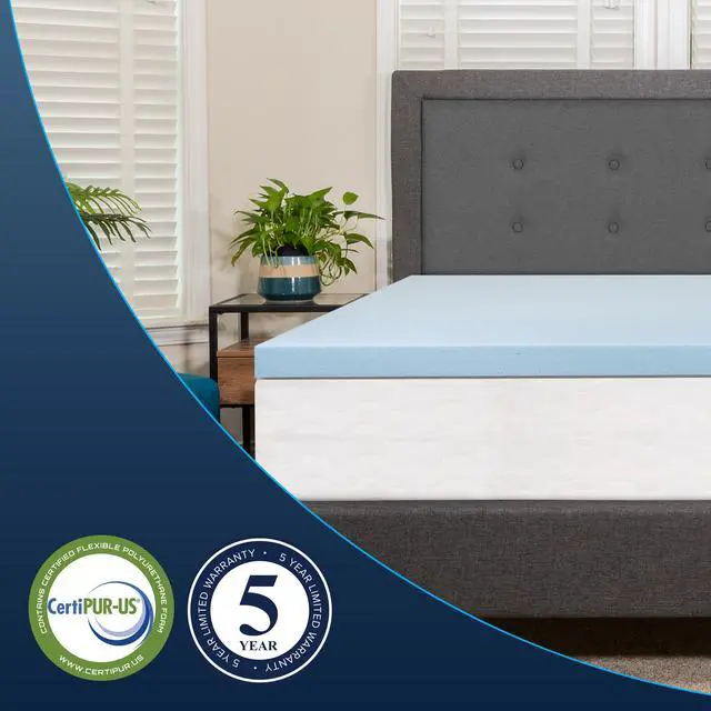 Alt view image 7 of 20 - Capri Comfortable Sleep 2 inch Cool Gel Memory Foam Mattress Topper - King