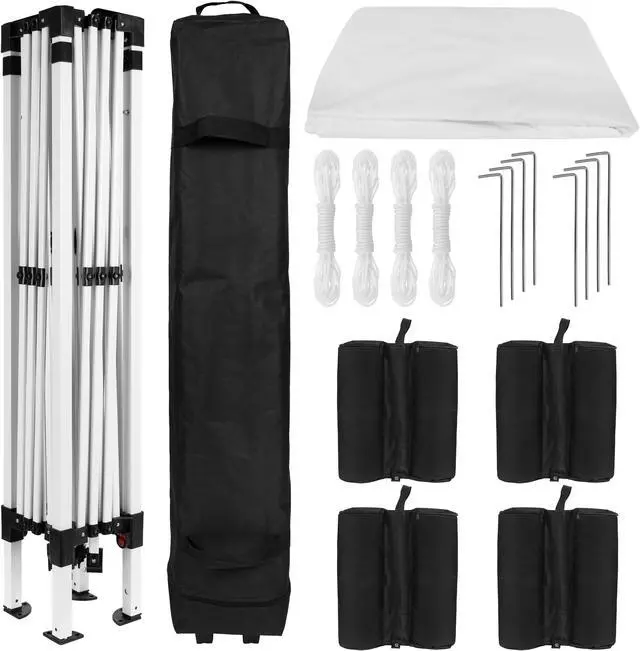 Alt view image 6 of 18 - 10'x10' White Pop Up Event Straight Leg Canopy Tent with Sandbags and Wheeled Case