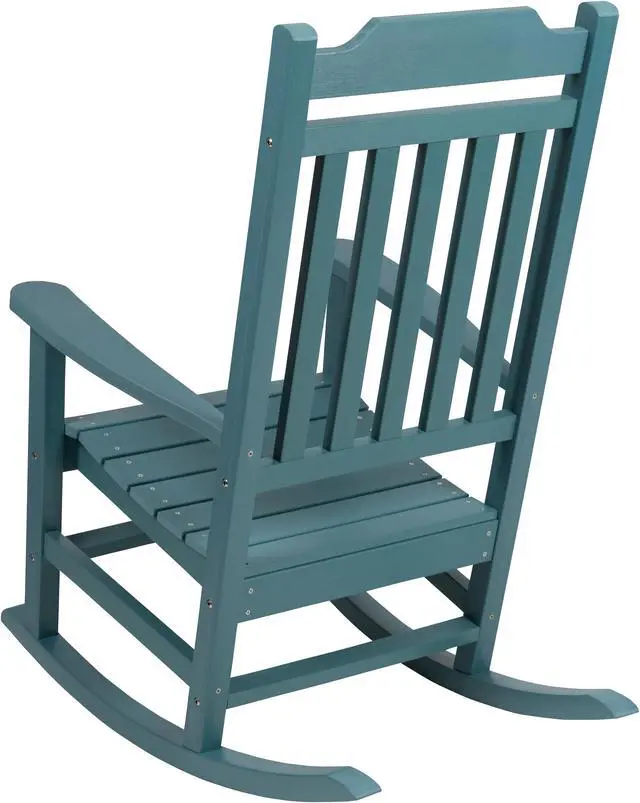 Alt view image 14 of 19 - Flash Furniture Set of 2 Winston Teal Faux Wood All-Weather Rocking Chair for Indoor and Outdoor