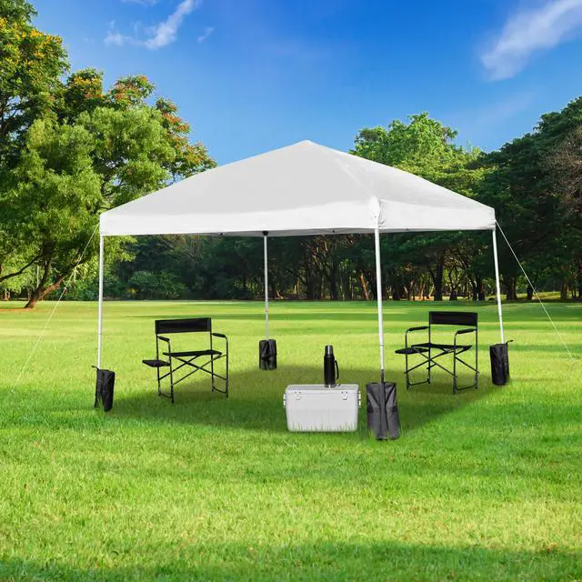 Main image of 10'x10' White Pop Up Event Straight Leg Canopy Tent with Sandbags and Wheeled Case