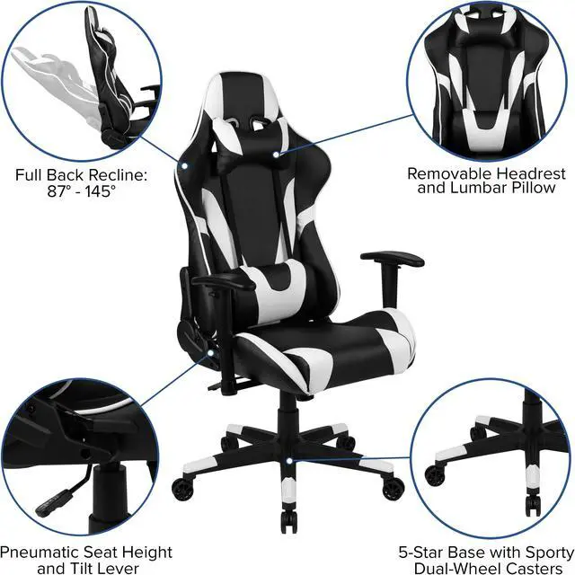 Alt view image 4 of 20 - Gaming Desk and Black Reclining Gaming Chair Set /Cup Holder/Headphone Hook/Removable Mouse Pad Top - Wire Management