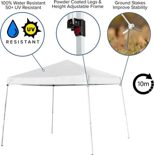 Alt view image 5 of 20 - 8'x8' White Outdoor Pop Up Event Slanted Leg Canopy Tent with Carry Bag