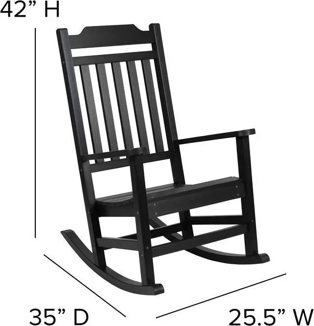 Alt view image 5 of 20 - Winston All-Weather Rocking Chair in Black Faux Wood