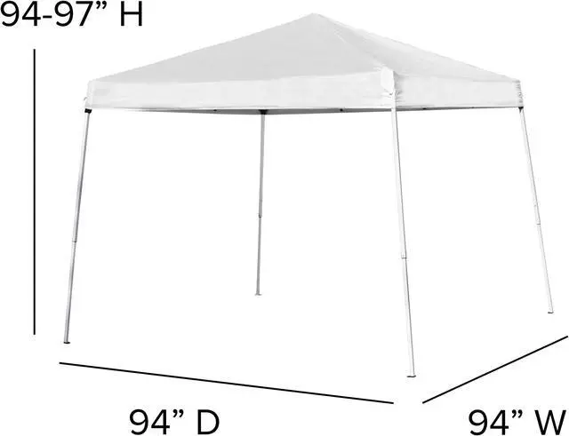 Alt view image 6 of 20 - 8'x8' White Outdoor Pop Up Event Slanted Leg Canopy Tent with Carry Bag