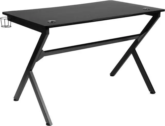 Alt view image 6 of 20 - Gaming Desk 45.25" x 29" Computer Table Gamer Workstation with Headphone Holder and 2 Cable Management Holes