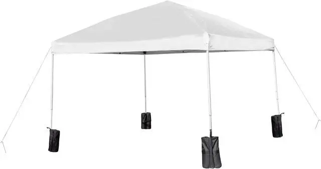Alt view image 3 of 18 - 10'x10' White Pop Up Event Straight Leg Canopy Tent with Sandbags and Wheeled Case