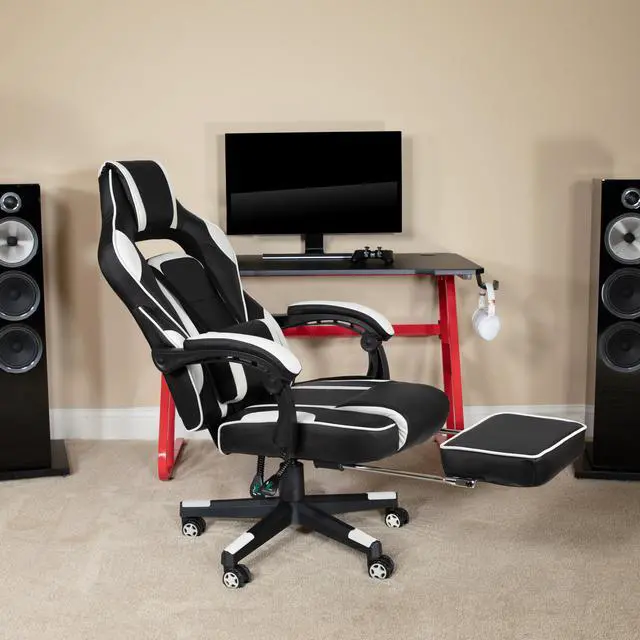 Alt view image 6 of 20 - X40 Gaming Chair Racing Ergonomic Computer Chair with Fully Reclining Back/Arms, Slide-Out Footrest, Massaging Lumbar - White