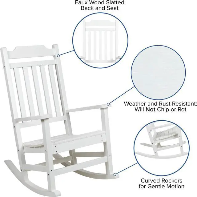 Alt view image 4 of 20 - Winston All-Weather Rocking Chair in White Faux Wood