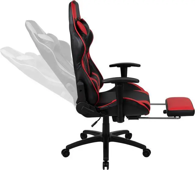 Alt view image 19 of 20 - Flash Furniture Rectangle Gaming Desk and Footrest Reclining Chair Set with Detachable Cup Holder, Headphone Hook, 2 Wire Management Holes - Red/Black