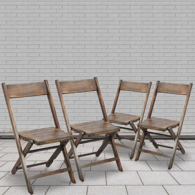 Main image of Slatted Wood Folding Special Event Chair - Antique Black, Set of 4