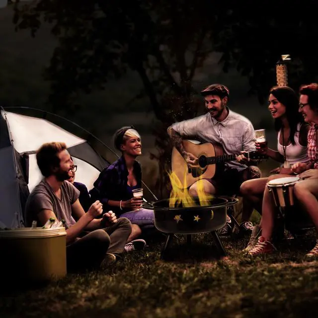 Main image of 29" Round Wood Burning Firepit with Mesh Spark Screen