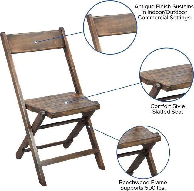 Alt view image 5 of 20 - Slatted Wood Folding Special Event Chair - Antique Black, Set of 4