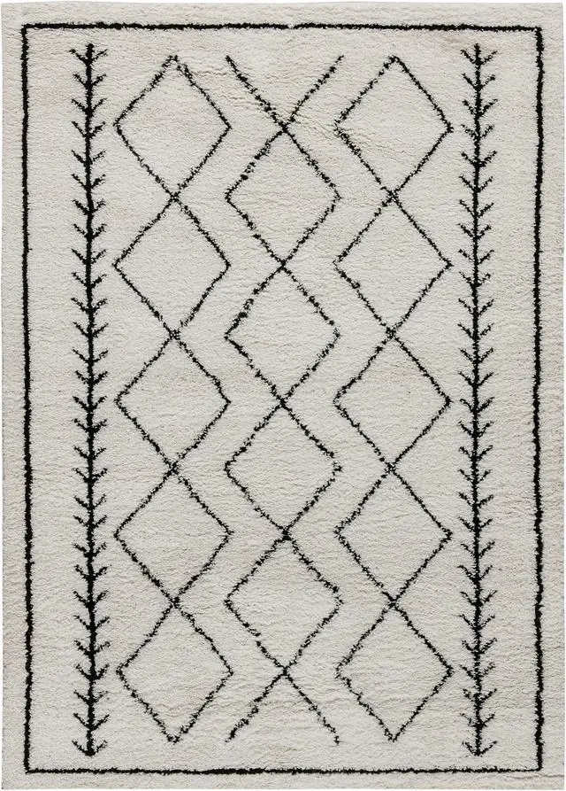 Alt view image 2 of 14 - Geometric Style Bohemian Shag Area Rug - 8' x 10' - Ivory