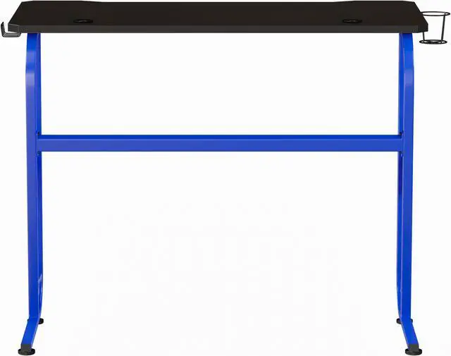 Alt view image 6 of 20 - Blue Gaming Ergonomic Desk with Cup Holder and Headphone Hook