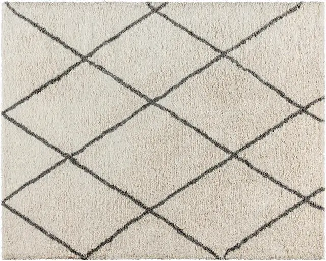 Alt view image 15 of 17 - Shag Style Diamond Trellis Area Rug - 8' x 10' - Ivory/Gray Polyester (PET)