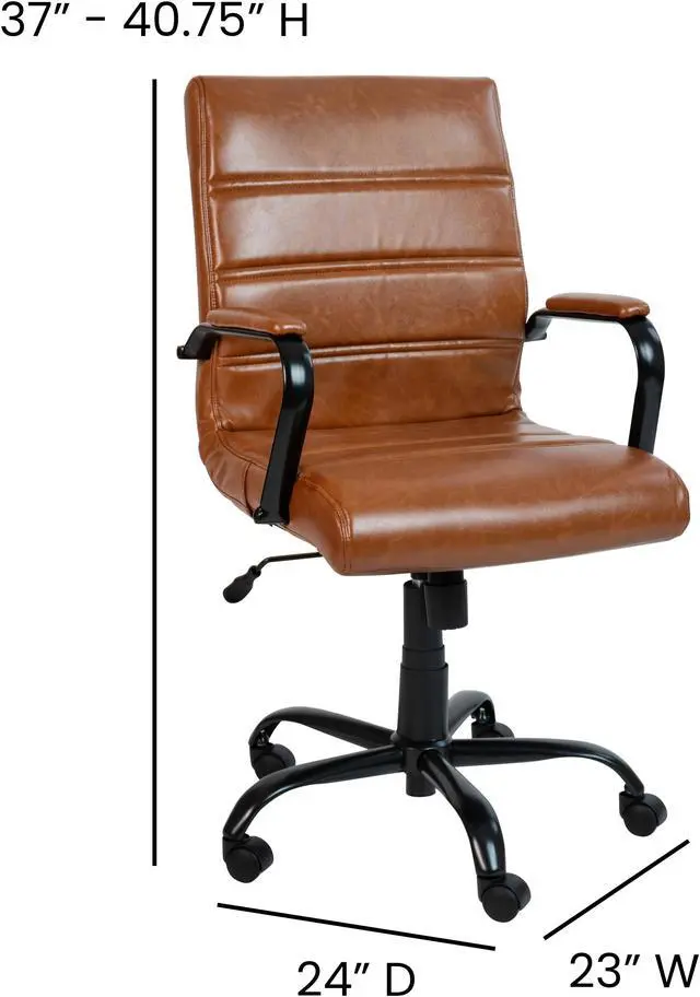 Alt view image 7 of 20 - Flash Furniture Whitney Ergonomic LeatherSoft Swivel Mid-Back Executive Office Chair Brown/Black (GO2286MBRBK)