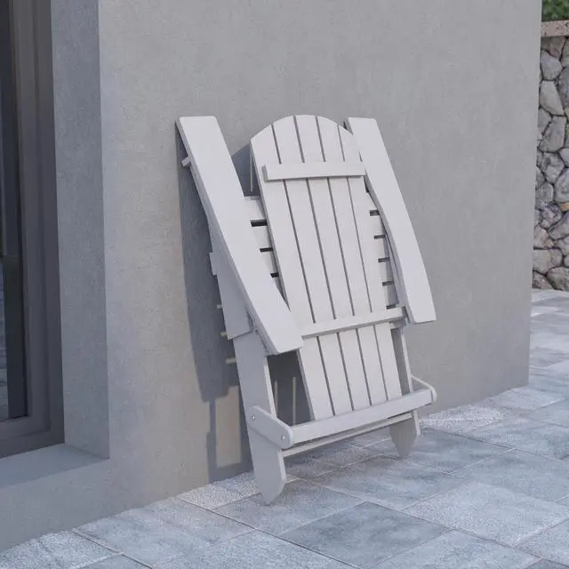 Alt view image 3 of 20 - Charlestown All-Weather Poly Resin Indoor/Outdoor Folding Adirondack Chair in Gray