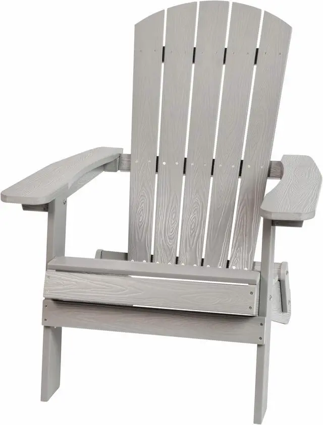 Alt view image 8 of 20 - Charlestown All-Weather Poly Resin Indoor/Outdoor Folding Adirondack Chair in Gray