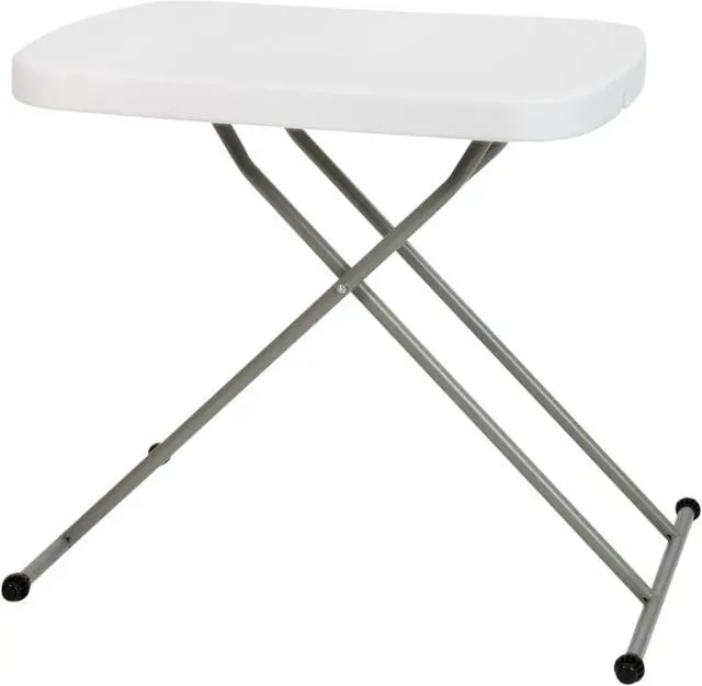 Alt view image 2 of 20 - 26 Inch Granite White Indoor/Outdoor Plastic Folding Table, Adjustable Height Commercial Grade Side Table, Laptop Table, TV Tray