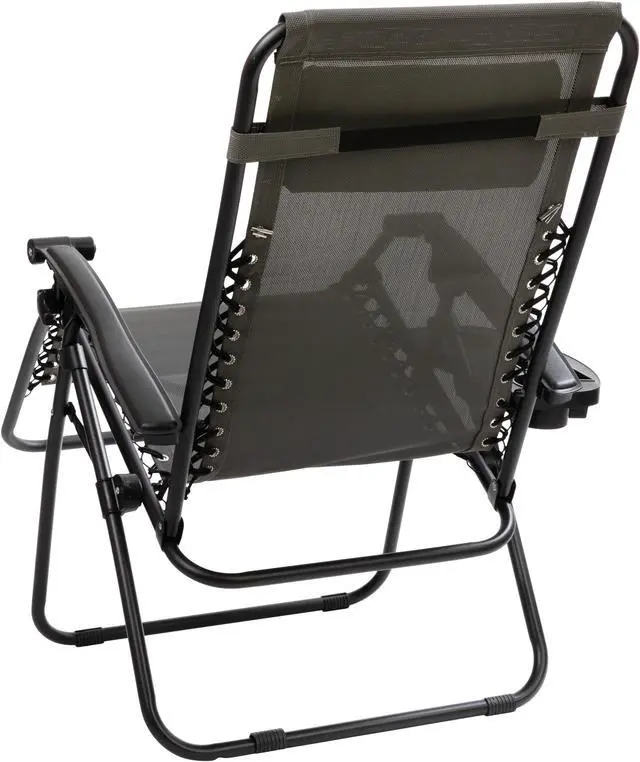 Alt view image 7 of 20 - Flash Furniture Celestial Folding Reclining Lounge Chair with Pillow and Cup Holder Tray Gray 2/Pack (2GM103122SSGR)