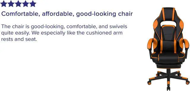 Alt view image 4 of 20 - Flash Furniture X40 Ergonomic LeatherSoft Swivel Gaming Massaging Chair Black/Orange (CH00288OR)