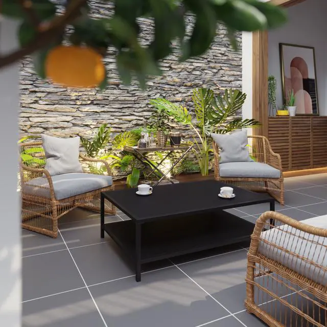 Main image of Flash Furniture Brock Commercial Grade 2-Tier Outdoor Patio Coffee Table (XUT6R60USO2TBK)