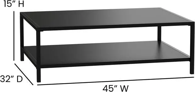 Alt view image 5 of 20 - Flash Furniture Brock Commercial Grade 2-Tier Outdoor Patio Coffee Table (XUT6R60USO2TBK)