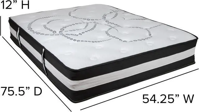 Alt view image 5 of 14 - Flash Furniture Capri Comfortable Sleep 12 Inch Foam and Pocket Spring Mattress, Full in a Box