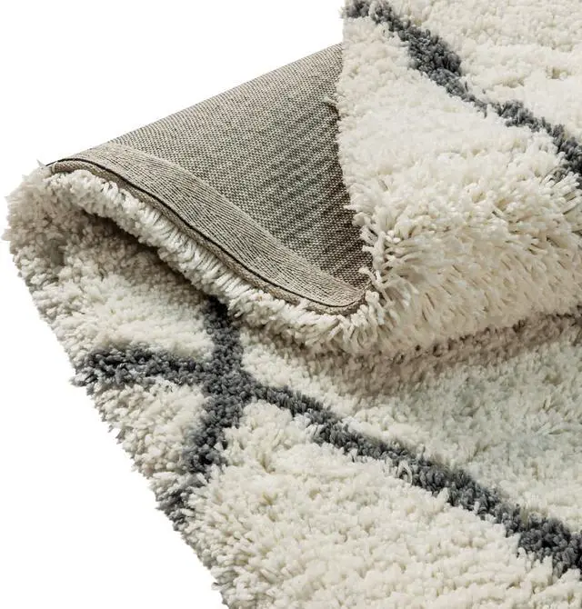 Alt view image 6 of 17 - Shag Style Diamond Trellis Area Rug - 8' x 10' - Ivory/Gray Polyester (PET)