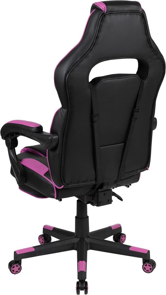 Alt view image 7 of 20 - Flash Furniture X40 Ergonomic LeatherSoft Swivel Gaming Massaging Chair Black/Purple (CH00288PR)