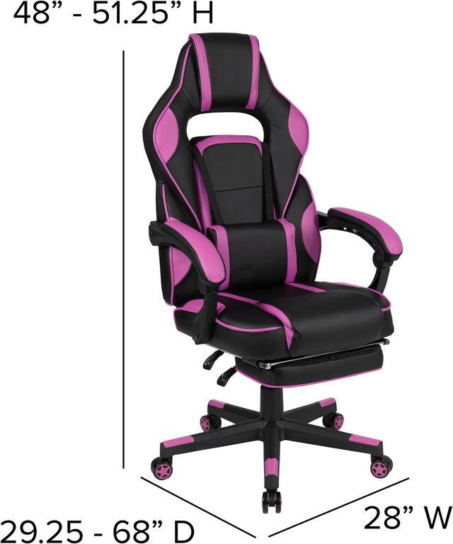Alt view image 5 of 20 - Flash Furniture X40 Ergonomic LeatherSoft Swivel Gaming Massaging Chair Black/Purple (CH00288PR)