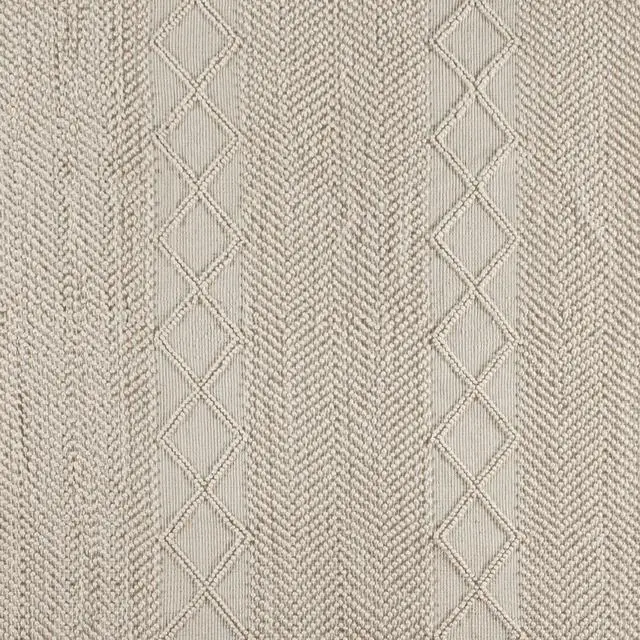 Alt view image 7 of 19 - 8' x 10' White & Ivory Geometric Design Handwoven Area Rug - Wool/Polyester/Cotton Blend
