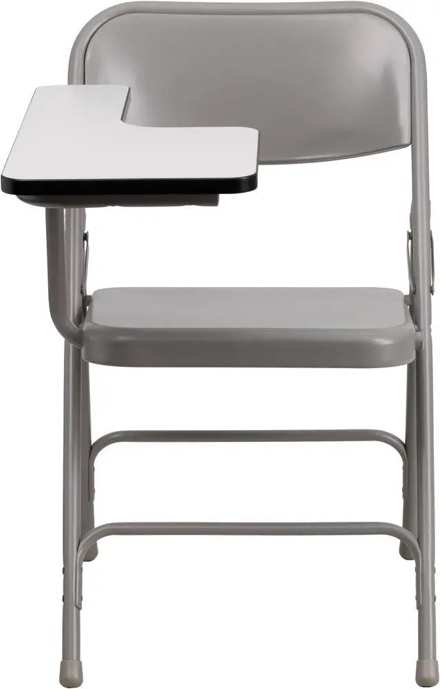 Alt view image 3 of 15 - Flash Furniture HF-309AST-RT-GG Premium Steel Folding Chair with Right Handed Tablet Arm, Beige/Gray