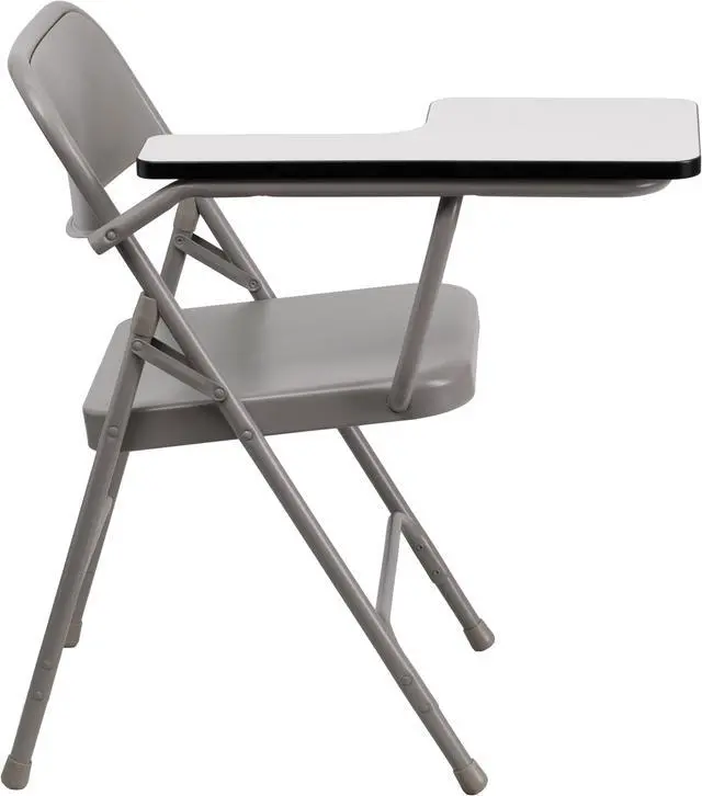 Alt view image 4 of 15 - Flash Furniture HF-309AST-RT-GG Premium Steel Folding Chair with Right Handed Tablet Arm, Beige/Gray