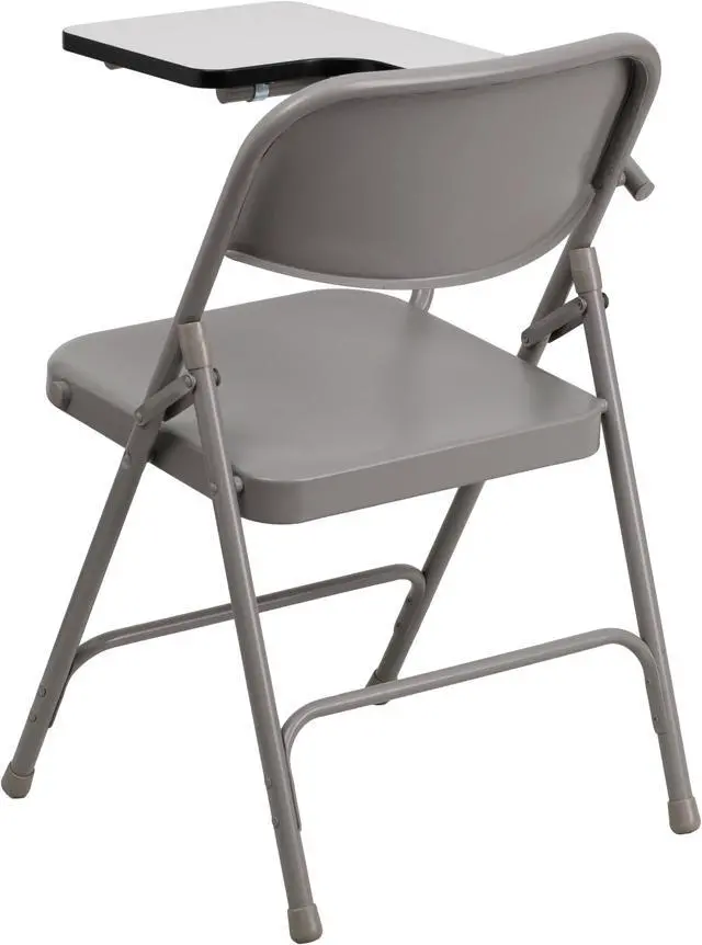 Alt view image 5 of 15 - Flash Furniture HF-309AST-RT-GG Premium Steel Folding Chair with Right Handed Tablet Arm, Beige/Gray
