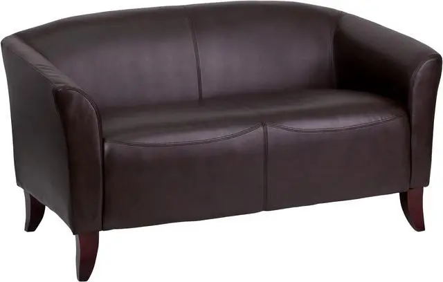 Alt view image 2 of 20 - Flash Furniture 111-2-BN-GG Hercules Imperial Series Leather Love Seat, Brown/Cherry
