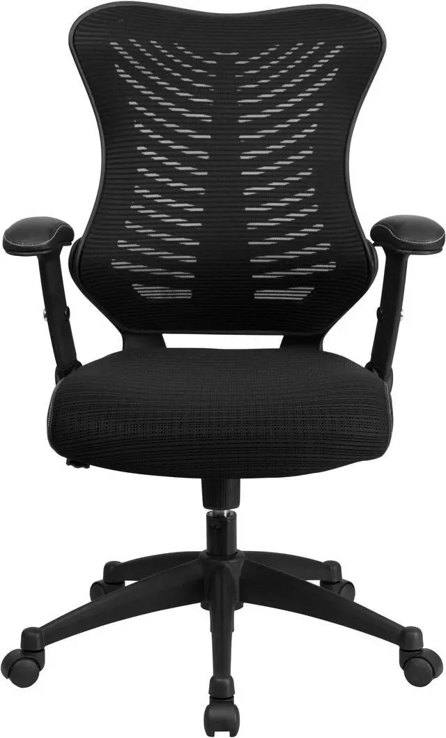 Alt view image 3 of 20 - High Back Designer Black Mesh Executive Swivel Ergonomic Office Chair with Adjustable Arms